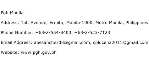 Pgh Manila Address Contact Number