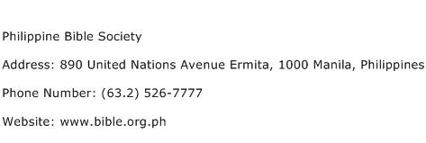Philippine Bible Society Address Contact Number