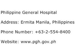 Philippine General Hospital Address Contact Number
