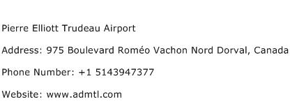 Pierre Elliott Trudeau Airport Address Contact Number