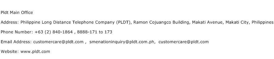 Pldt Main Office Address Contact Number