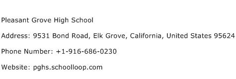 Pleasant Grove High School Address Contact Number