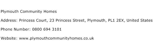 Plymouth Community Homes Address Contact Number
