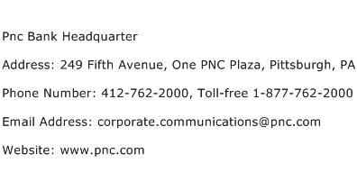 Pnc Bank Headquarter Address Contact Number