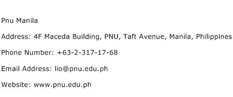 Pnu Manila Address Contact Number