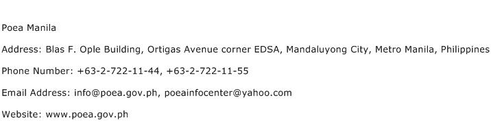 Poea Manila Address Contact Number