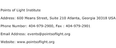Points of Light Institute Address Contact Number