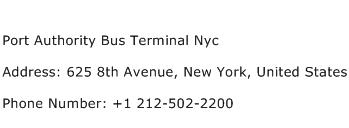 Port Authority Bus Terminal Nyc Address Contact Number