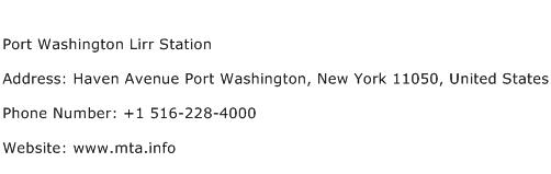 Port Washington Lirr Station Address Contact Number