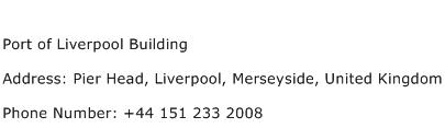 Port of Liverpool Building Address Contact Number