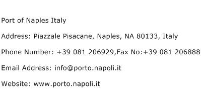 Port of Naples Italy Address Contact Number