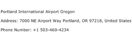 Portland International Airport Oregon Address Contact Number