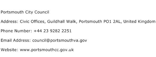 Portsmouth City Council Address Contact Number
