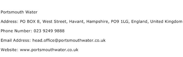 Portsmouth Water Address Contact Number