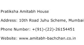 Pratiksha Amitabh House Address Contact Number