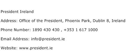 President Ireland Address Contact Number
