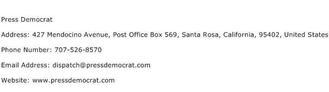 Press Democrat Address Contact Number