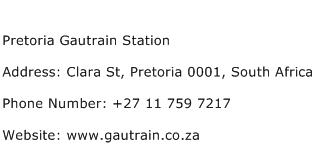 Pretoria Gautrain Station Address Contact Number