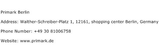 Primark Berlin Address Contact Number