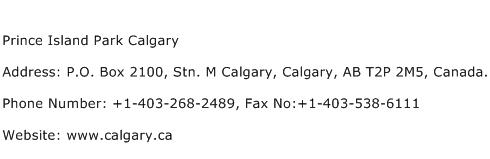 Prince Island Park Calgary Address Contact Number