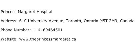 Princess Margaret Hospital Address Contact Number
