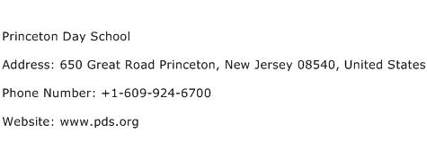 Princeton Day School Address Contact Number