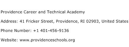 Providence Career and Technical Academy Address Contact Number