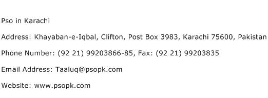 Pso in Karachi Address Contact Number