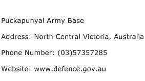 Puckapunyal Army Base Address Contact Number