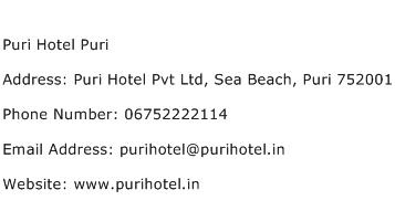 Puri Hotel Puri Address Contact Number