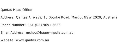 Qantas Head Office Address Contact Number