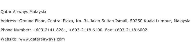 Qatar Airways Malaysia Address Contact Number
