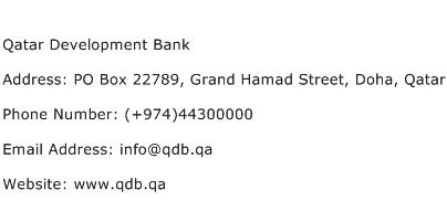 Qatar Development Bank Address Contact Number