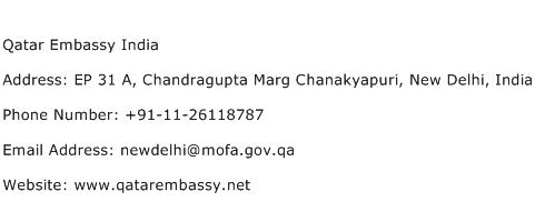 Qatar Embassy India Address Contact Number