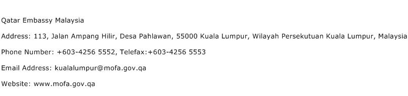 Qatar Embassy Malaysia Address Contact Number