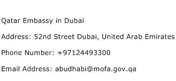 Qatar Embassy in Dubai Address Contact Number