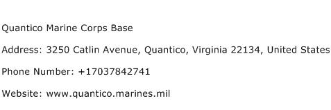 Quantico Marine Corps Base Address Contact Number