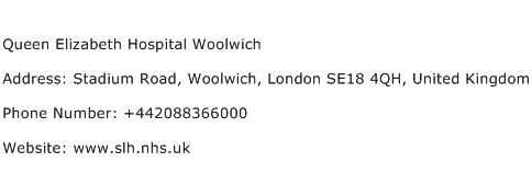 Queen Elizabeth Hospital Woolwich Address Contact Number