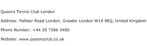 Queens Tennis Club London Address Contact Number