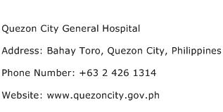 Quezon City General Hospital Address Contact Number