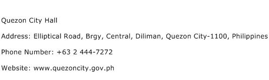 Quezon City Hall Address Contact Number