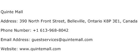 Quinte Mall Address Contact Number