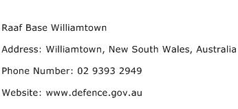 Raaf Base Williamtown Address Contact Number