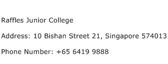 Raffles Junior College Address Contact Number