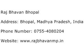 Raj Bhavan Bhopal Address Contact Number