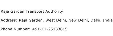 Raja Garden Transport Authority Address Contact Number