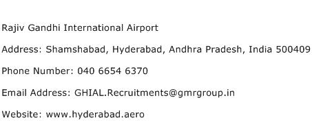 Rajiv Gandhi International Airport Address Contact Number