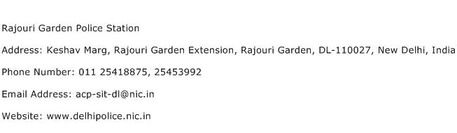 Rajouri Garden Police Station Address Contact Number