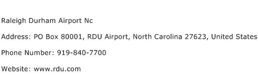 Raleigh Durham Airport Nc Address Contact Number