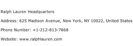 Ralph Lauren Headquarters Address Contact Number
